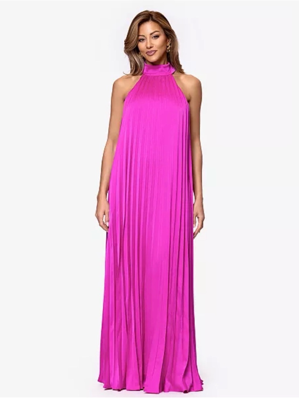 Xscape Sleeveless Halter Maxi Dress in Fuchsia